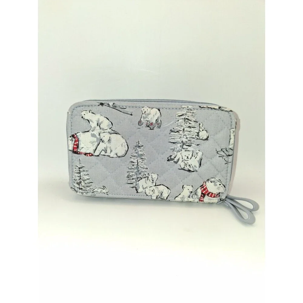 Vera Bradley Crossbody bag Turnlock  Zipper Wallet " Berry Merry" Polar Bears - Picture 2 of 9